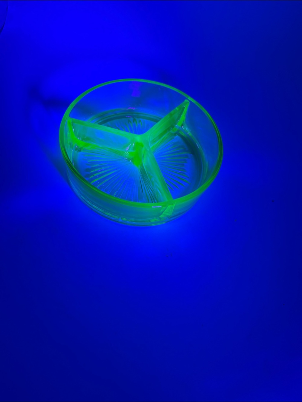 Vintage Uranium Glass Divided Dish